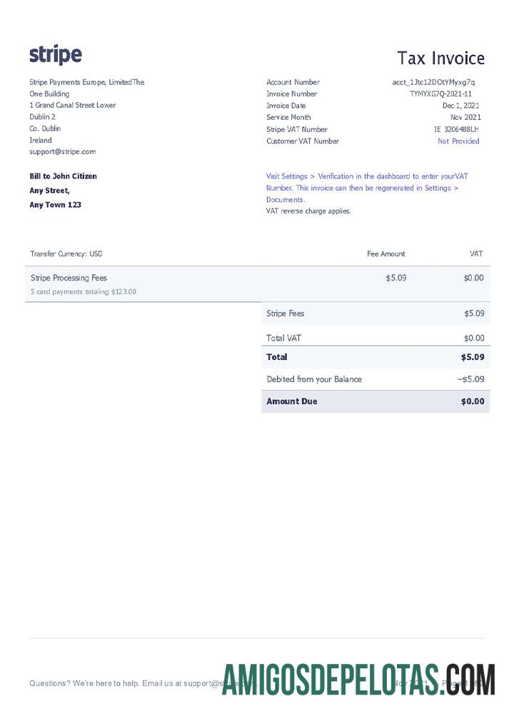 Fatura com listras dos EUA modelo